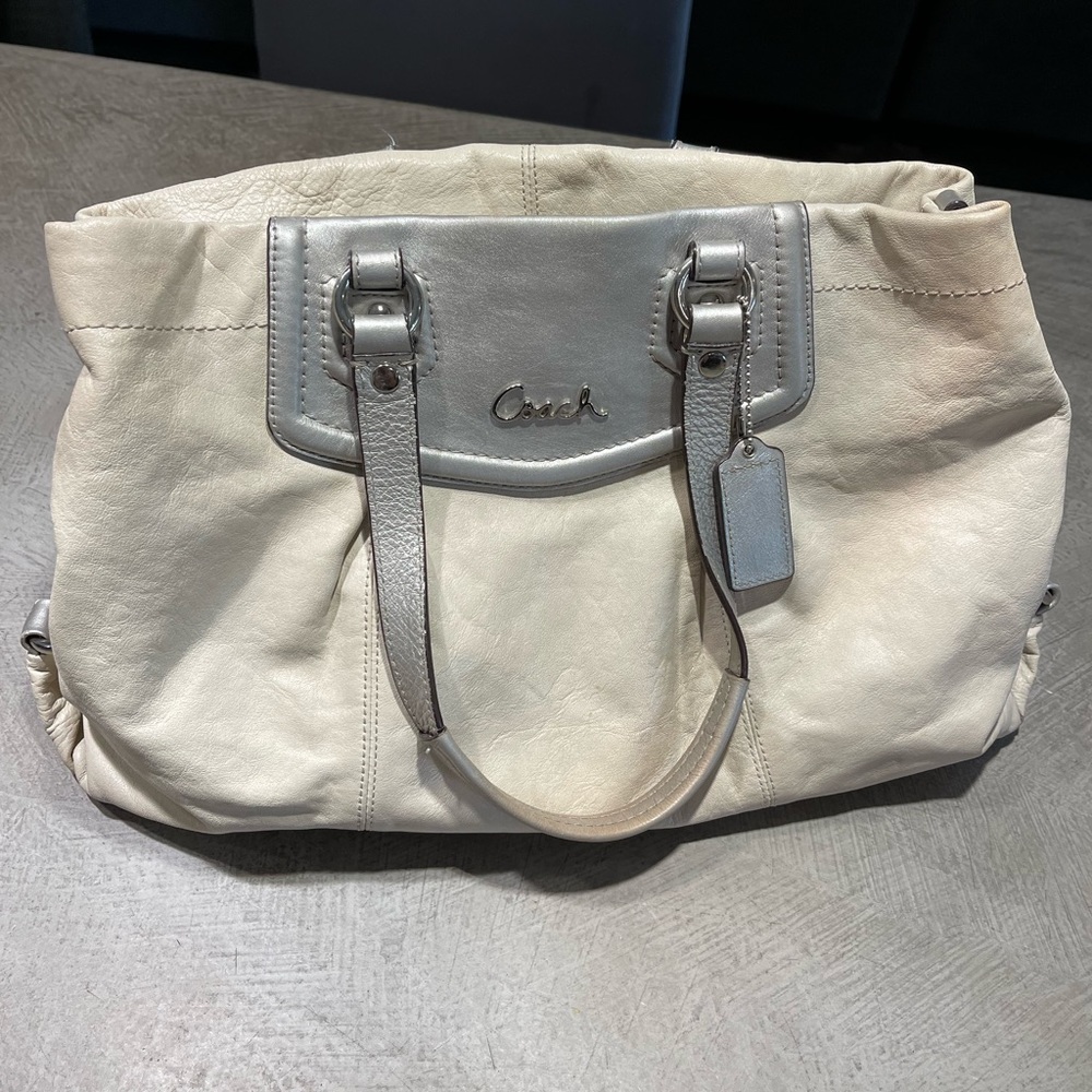 Coach Purse White and Silver